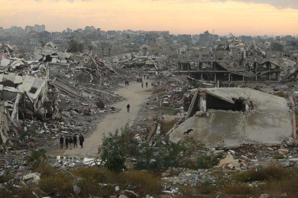 A destroyed road in Gaza showing the severe Gaza transportation crisis